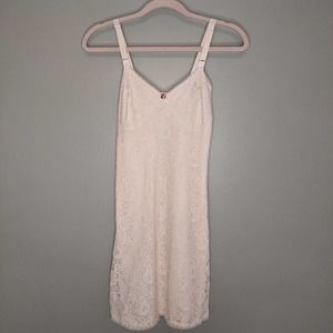 Vintage Nightgown Slip Pink Rose Lace Juniors 25